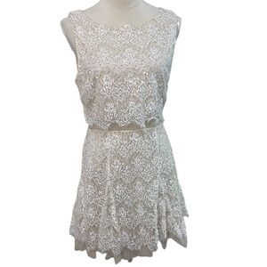 B. Darlin white lace gold sequins sparkly formal prom mini dress 7 Fairycore